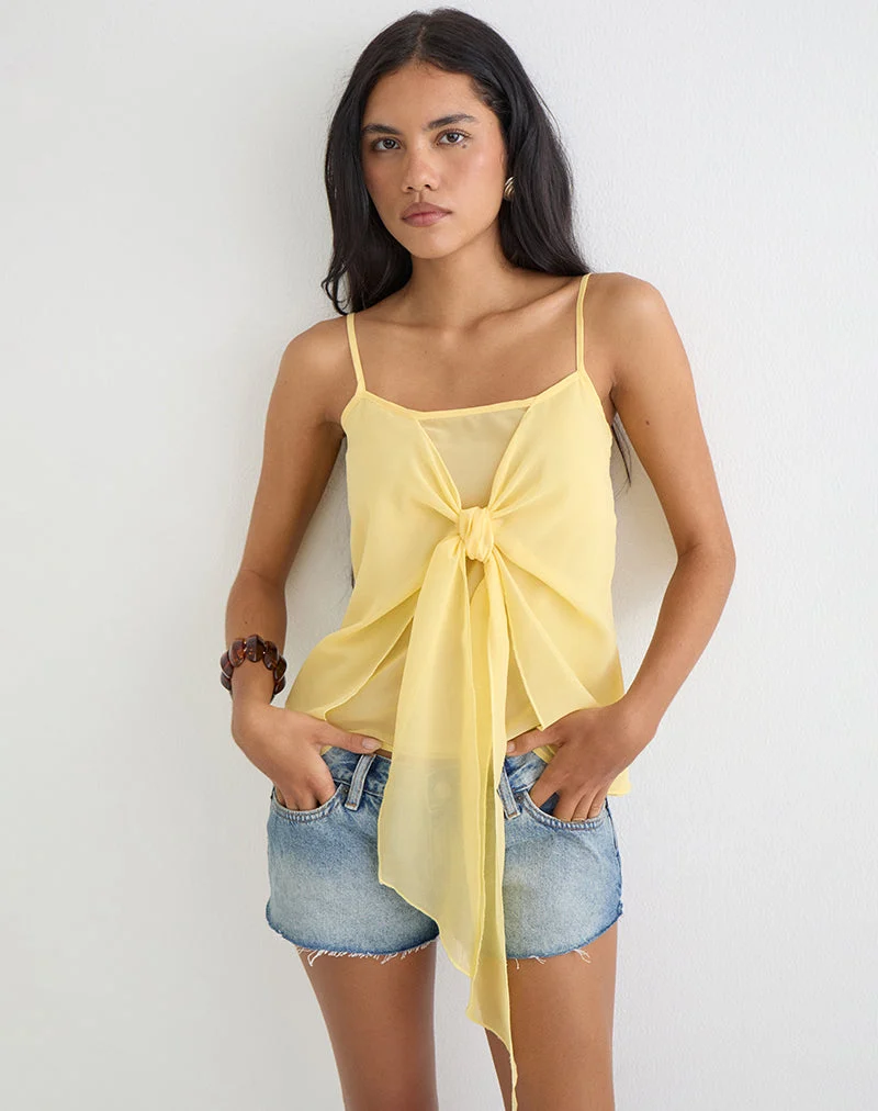 Sena-Top aus Chiffon in Pastellgelb