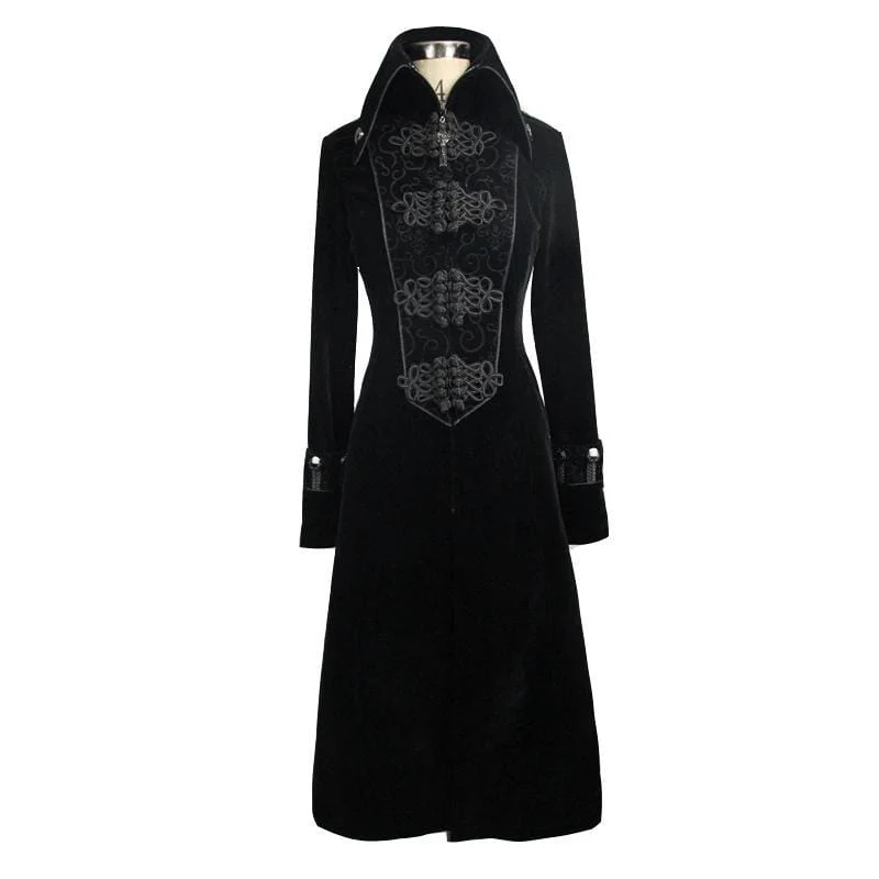 Damen Goth Princess Cut Mantel mit aufwendigen Froschverschluss