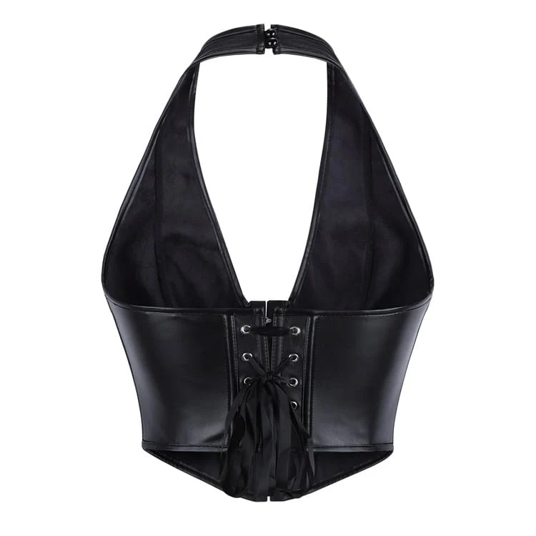 Gothic-Schnürkorsett für Damen mit Neckholder und Überbrustumfang