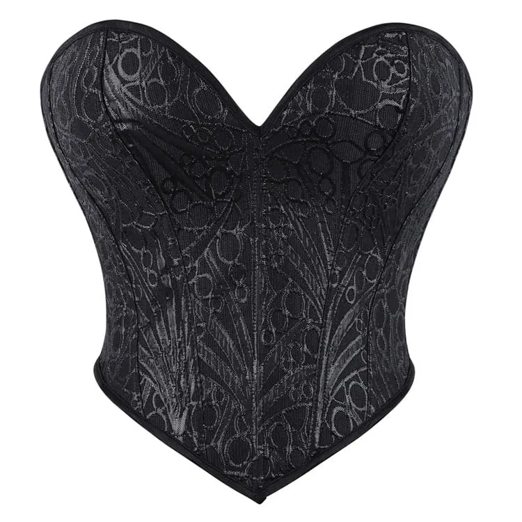Gothic-Herz-V-Ausschnitt Jacquard-Schnürkorsett für Damen mit Überbrustumfang