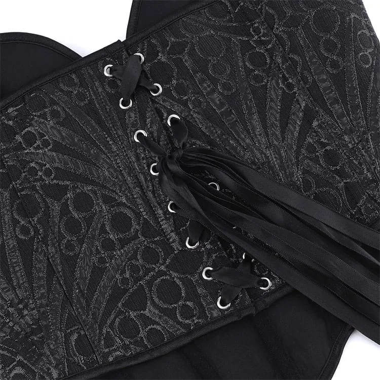 Gothic-Herz-V-Ausschnitt Jacquard-Schnürkorsett für Damen mit Überbrustumfang
