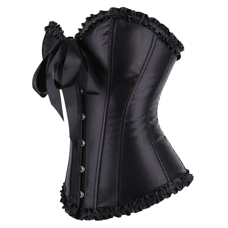 Gothic-Korsett für Damen mit Rüschenbesatz und Schnürung über der Brust