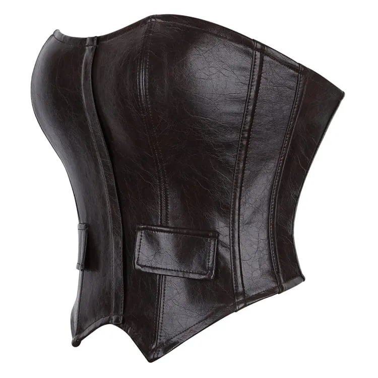 Gothic-Korsett für Damen im Used-Look mit Schnürung und Überbrustumfang