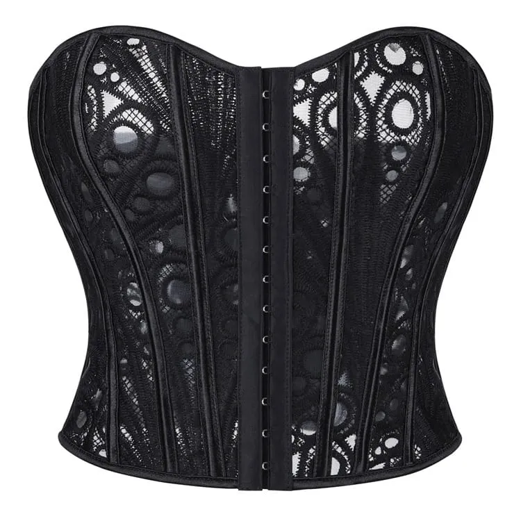Gothic-Schnürkorsett für Damen aus transparentem Mesh über der Brust