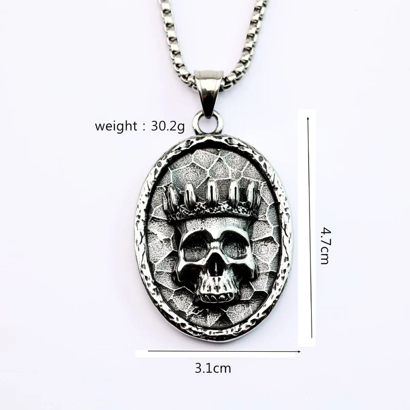 Punk-Halskette mit asymmetrischer Totenkopfkrone für Herren