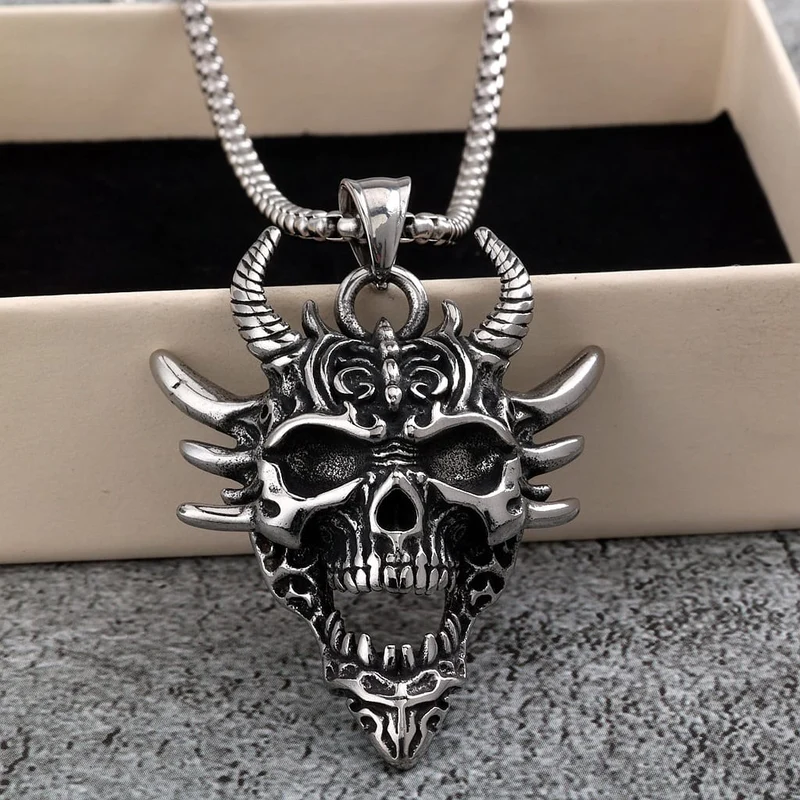 Punk-Totenkopfmasken-Halskette für Herren