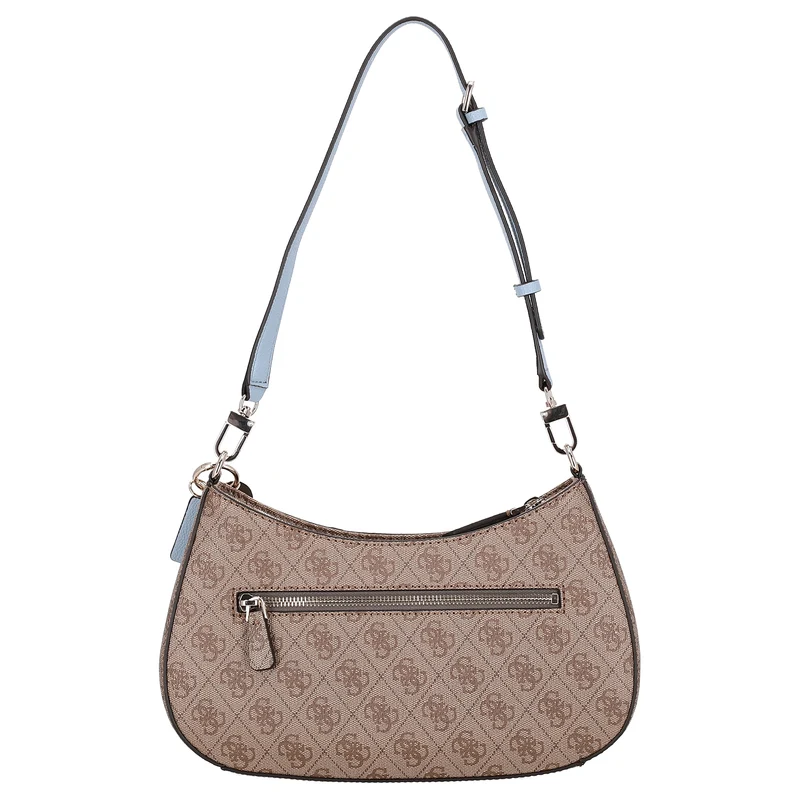 Guess Noelle II Top Zip - Bolso de hombro 29 cm (latte logo/light blue)