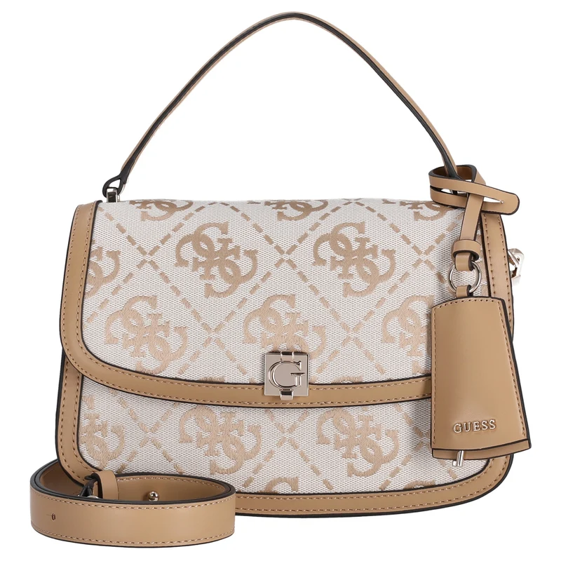 Guess Audrey Logo XBody Flap - Bolso bandolera 24.5 cm (beige logo)