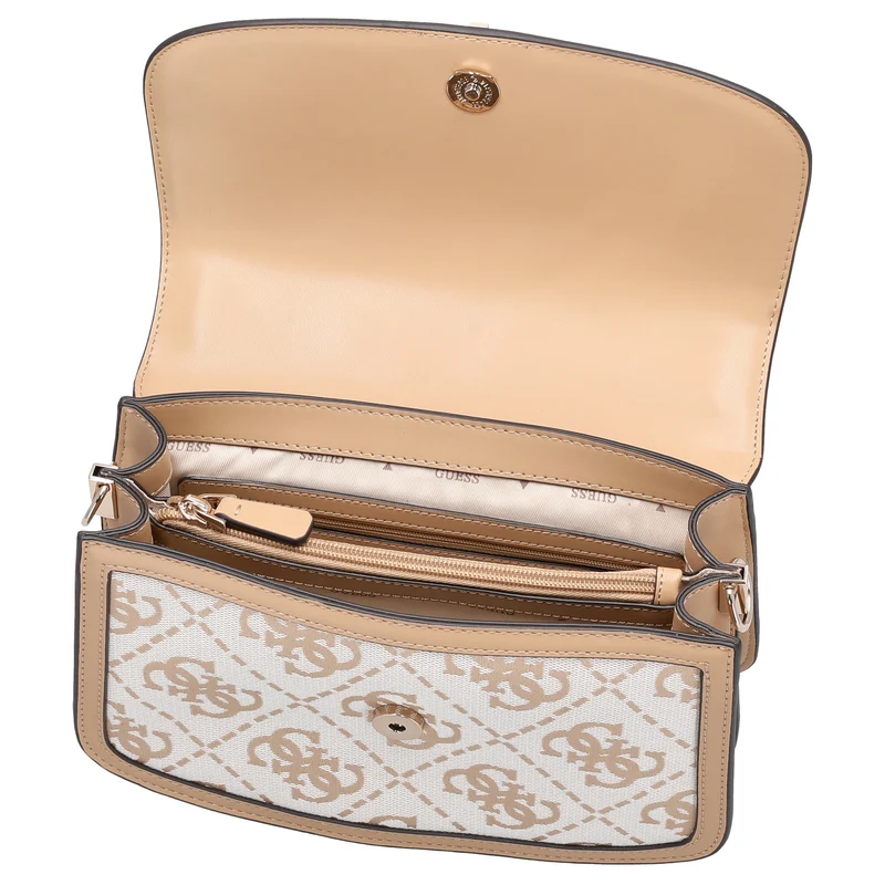 Guess Audrey Logo XBody Flap - Bolso bandolera 24.5 cm (beige logo)