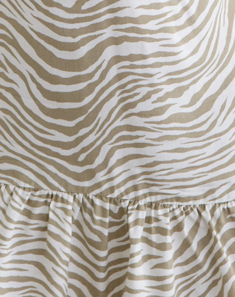 Delaine-Minikleid mit Halterneck in Zebra-Optik in Ton-in-Ton-Optik