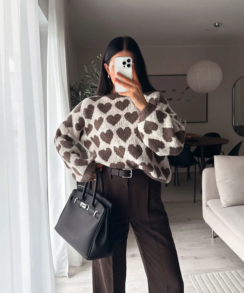 Pullover Mona Herzen Braun