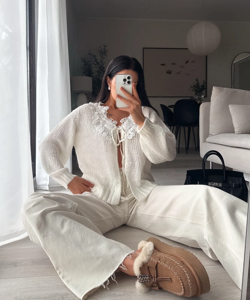 Extra Long Stretch Mid Waist Wide Leg Jeans Zerra Beige