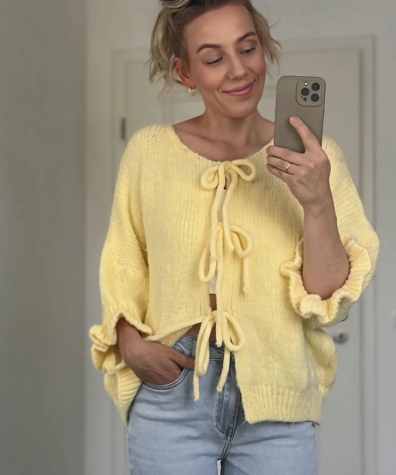 Cardigan Schleife Fia Dreiviertel Gelb