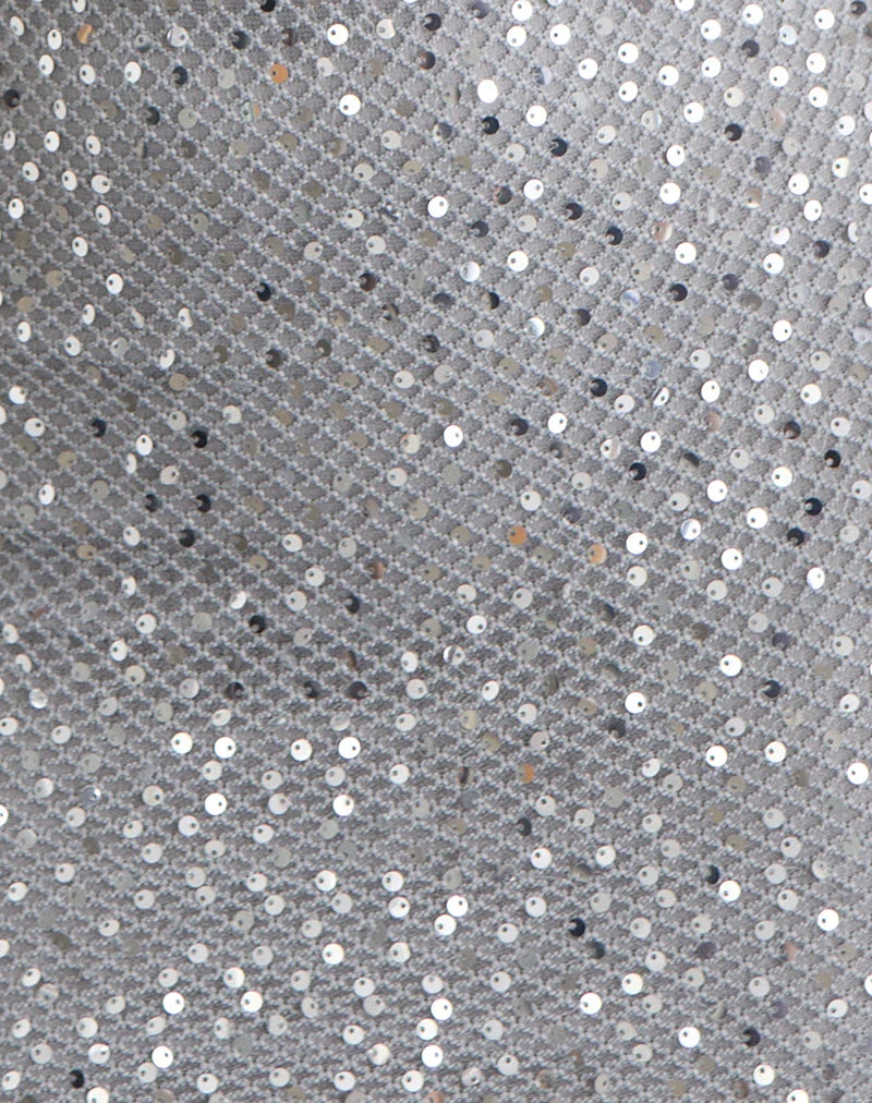 Dalanis Minikleid aus transparentem, silbernem Paillettenstoff