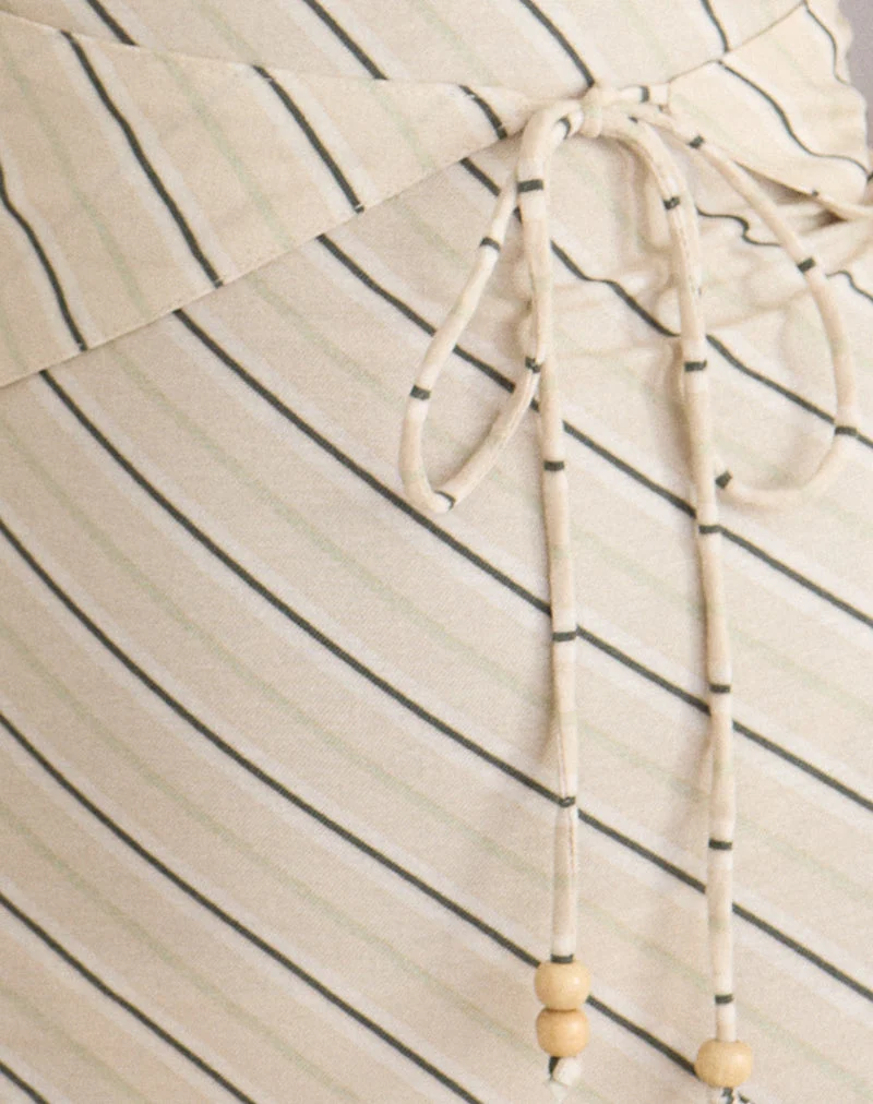 Mayeira-Minikleid mit Neckholder-Ausschnitt in „Tilt Lines“ Beige