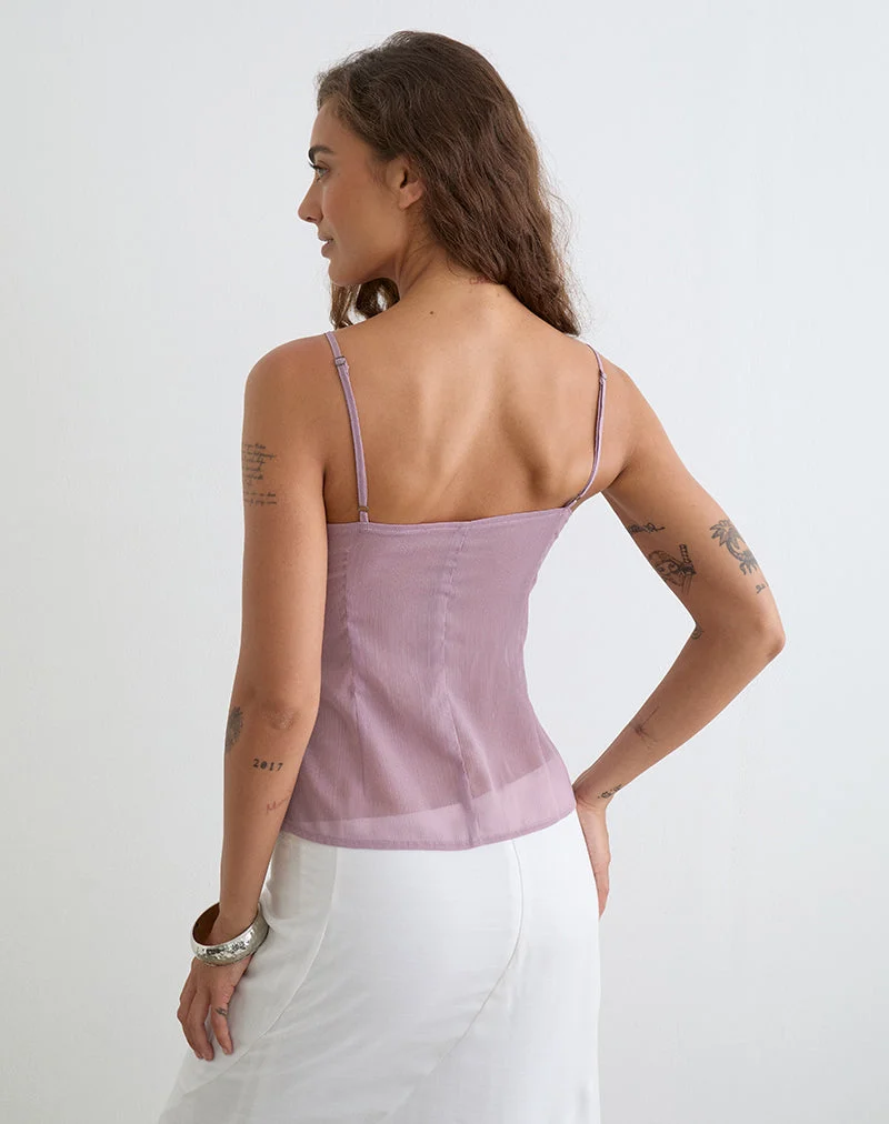 Nisara Cami-Top in Dusty Mauve mit Coma-Nieten