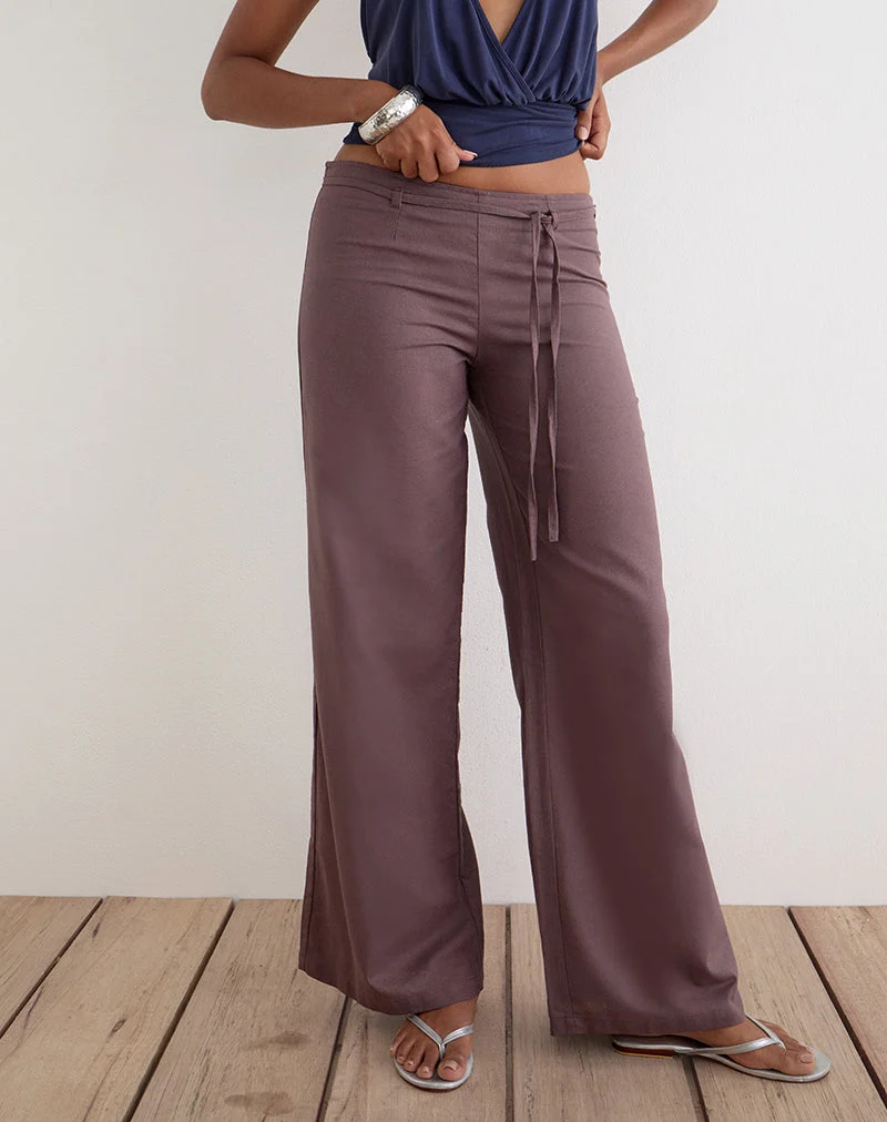 Cisaw-Hose aus Leinen in tiefem Taupe-Braun