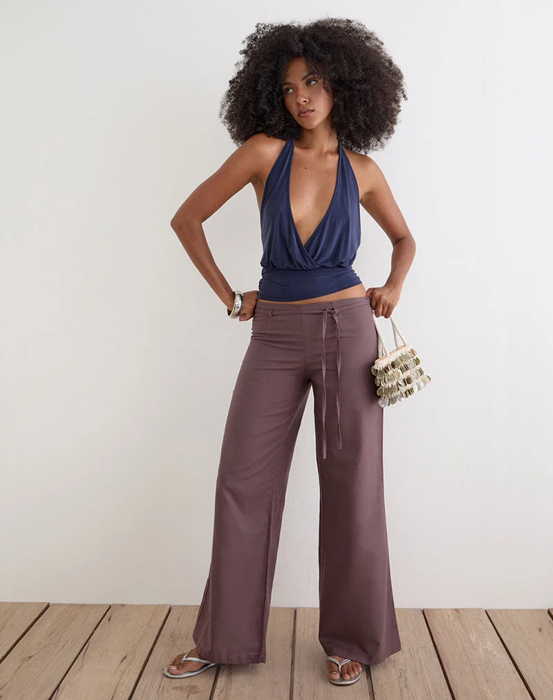 Cisaw-Hose aus Leinen in tiefem Taupe-Braun