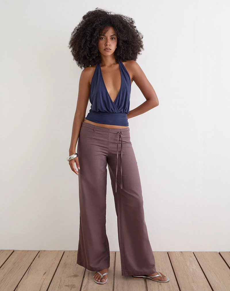 Cisaw-Hose aus Leinen in tiefem Taupe-Braun