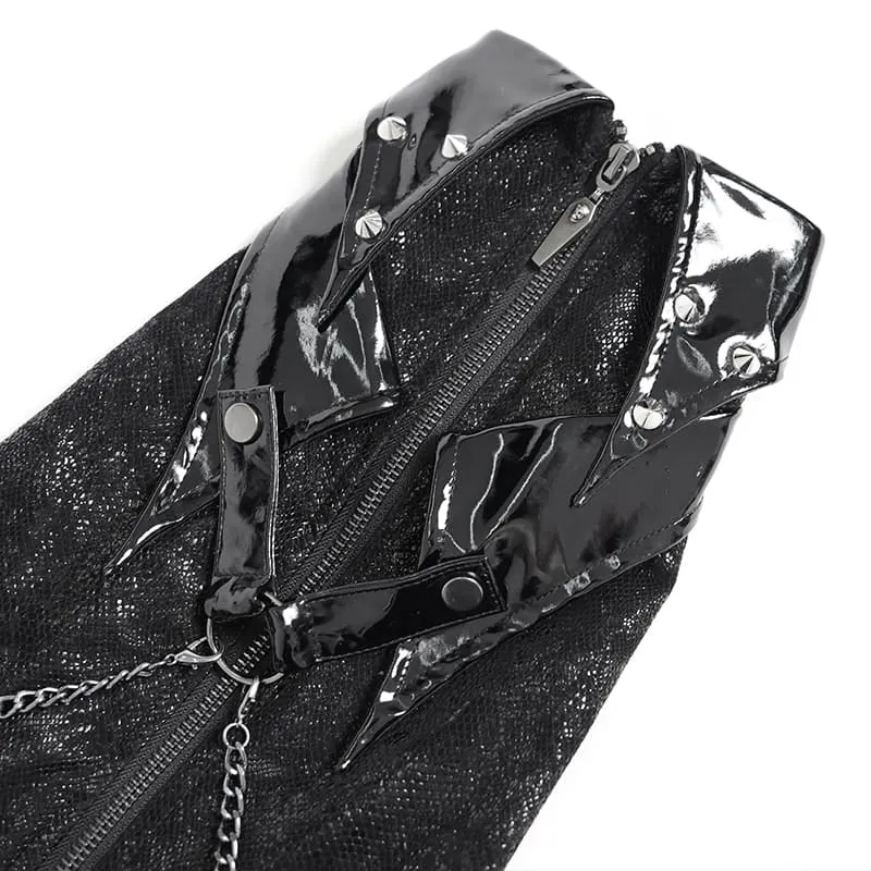 Punk-Beinstulpen für Damen mit Nieten, Ketten und Reißverschluss