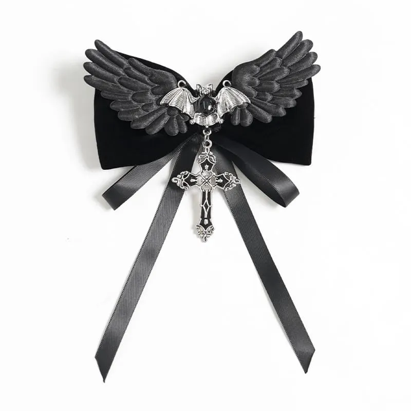 Gothic-Haarnadel mit Fledermaus-Kreuz und Schleife für Damen