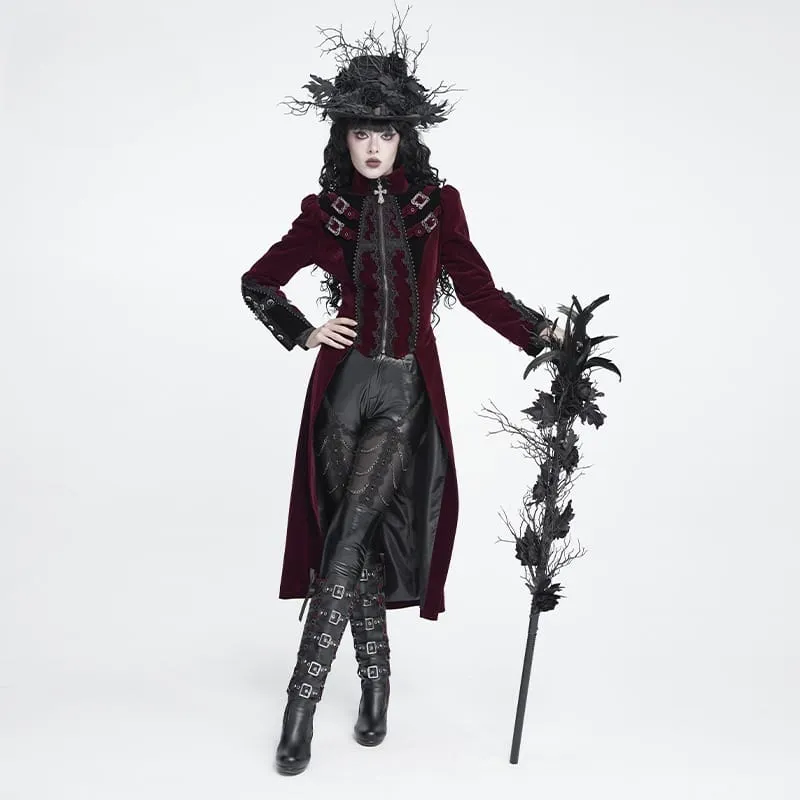 Gothic-Zepter für Damen mit Rosenfedern und Schlange