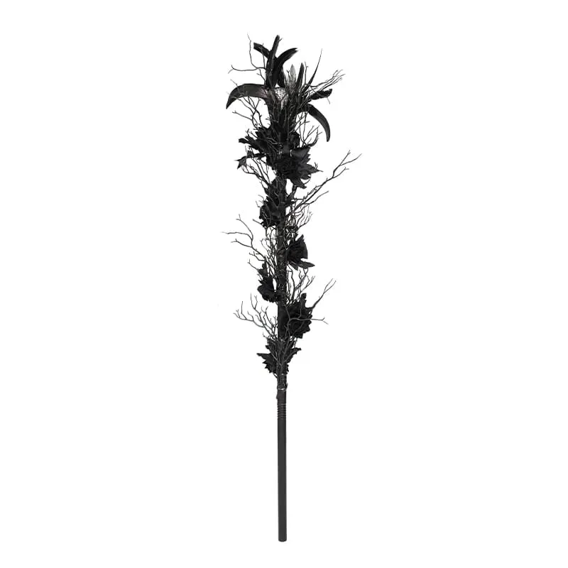 Gothic-Zepter für Damen mit Rosenfedern und Schlange