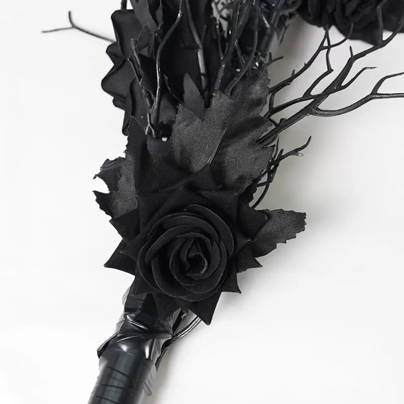 Gothic-Zepter für Damen mit Rosenfedern und Schlange
