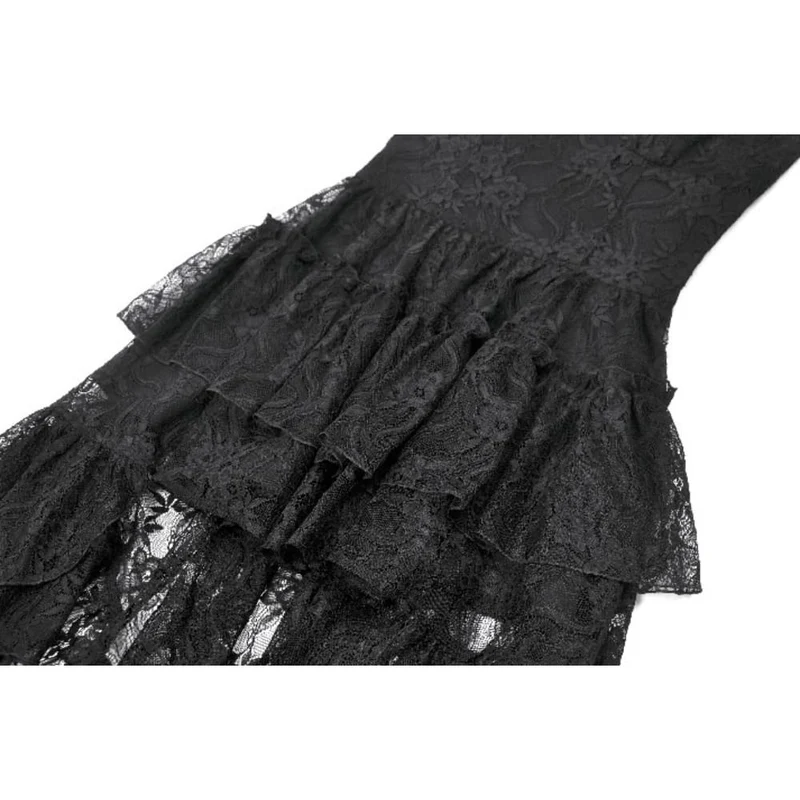 Gothic-Lagenkleid für Damen mit asymmetrischem Saum und Rüschen