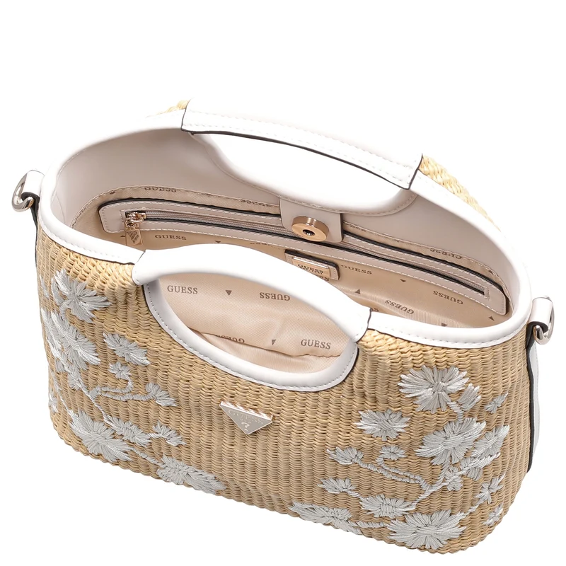 Guess Kirsten Mini Satchel - Bolso de mano 24 cm (off white)