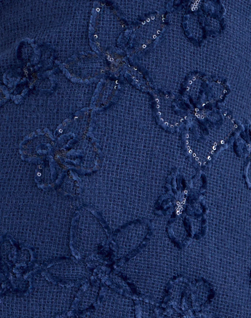 Codami Neckholder-Minikleid aus Paillettenstrick in Marineblau