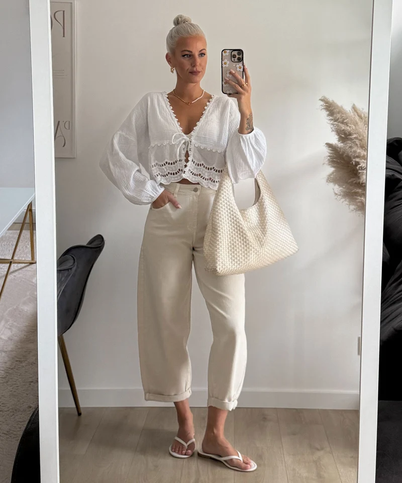 Stretch Balloon Jeans Ronya Creme