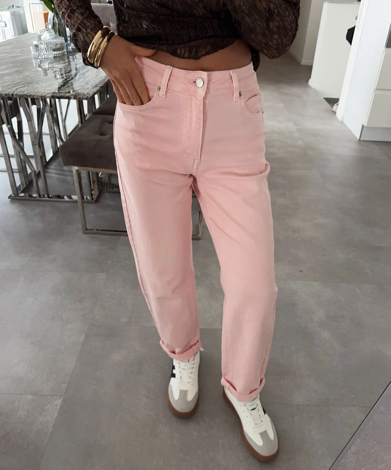 Stretch Mom Jeans Leava Rosa