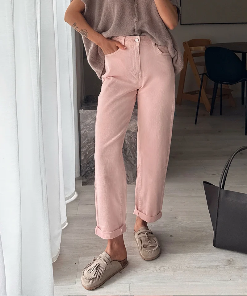 Stretch Mom Jeans Leava Rosa