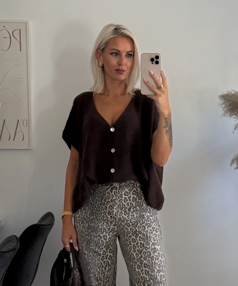 Kurzarm Cardigan Liz Dunkelbraun