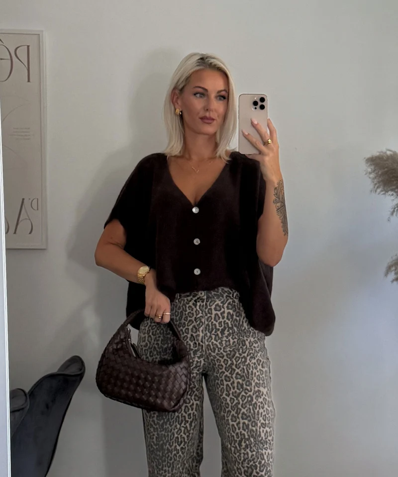 Kurzarm Cardigan Liz Dunkelbraun
