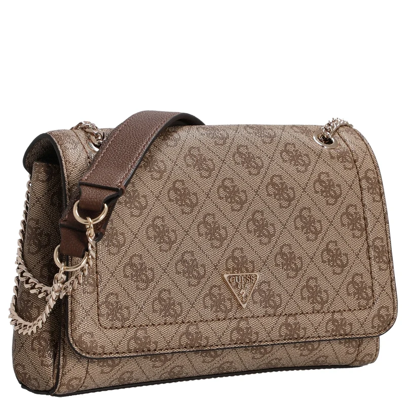 Guess Noelle II Convertible Xbody Flap - Bolso bandolera 24 cm (latte logo/brown)