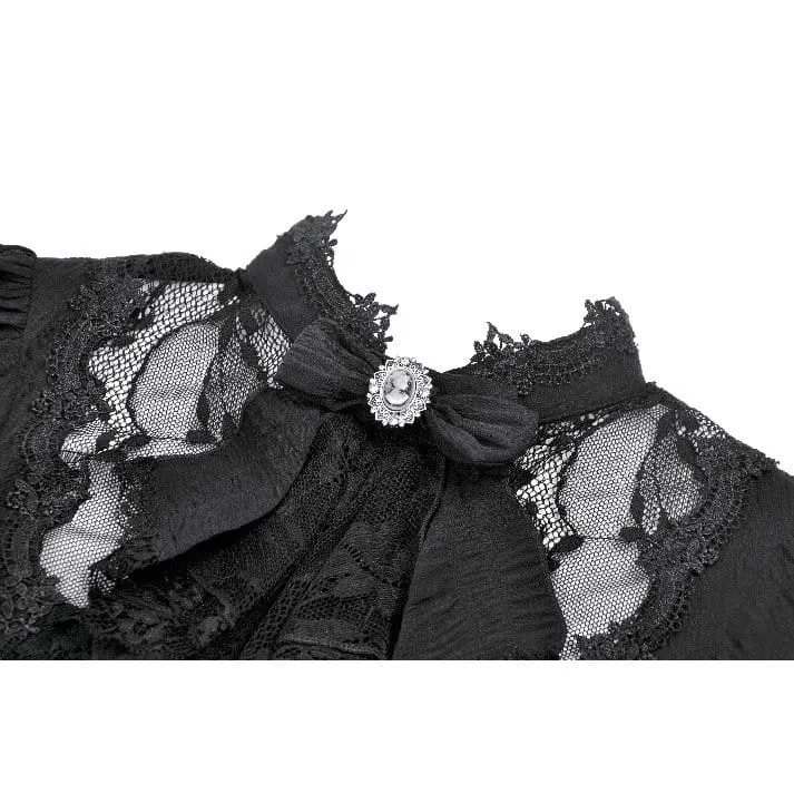 Gothic-Damenbluse mit Schnürung und abnehmbarer Schleife