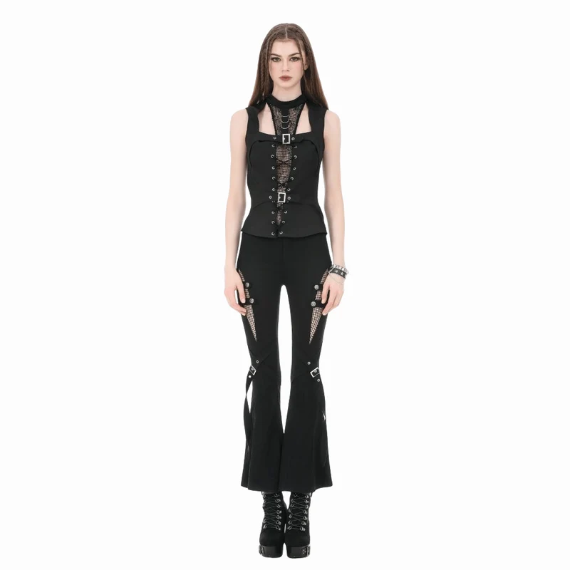 Punk-Tanktop für Damen mit D-Ringen, Schnallenriemen und Cut-outs