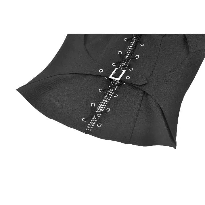Punk-Tanktop für Damen mit D-Ringen, Schnallenriemen und Cut-outs