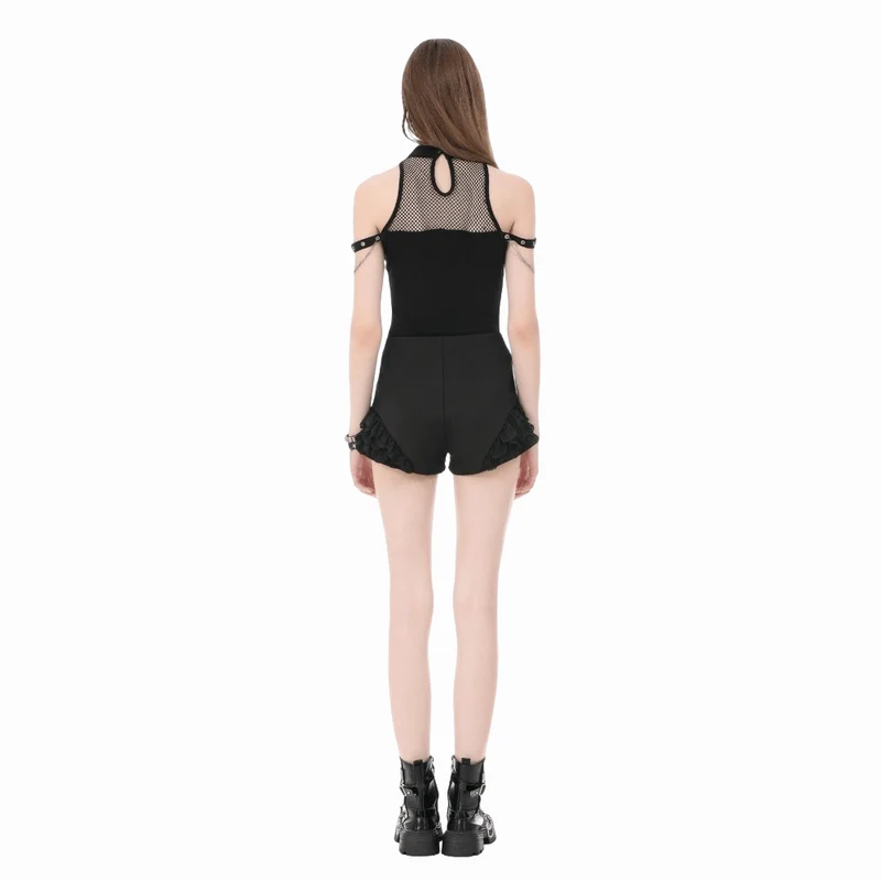Punk-Tanktop für Damen mit Kreuzausschnitt und Kettenverzierung