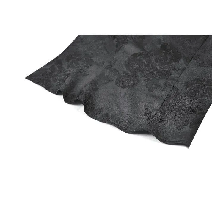 Gothic-Jacquard-Kurzarmhemd mit Rosenausschnitt für Damen