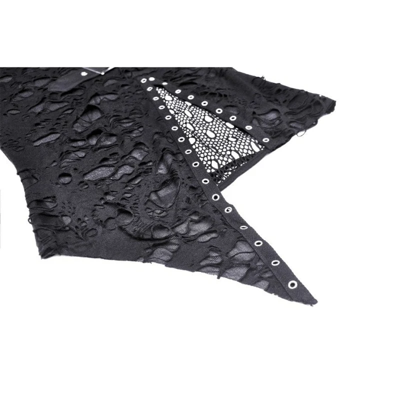 Damen-Punk-Shirt mit unregelmäßigem, zerrissenem Netzspleiß