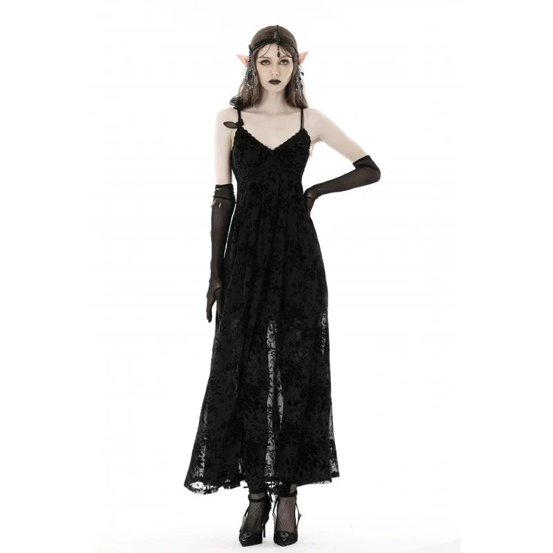 Damen-Hochzeitskleid im Gothic-Stil mit tiefem Ausschnitt und Blumenmuster