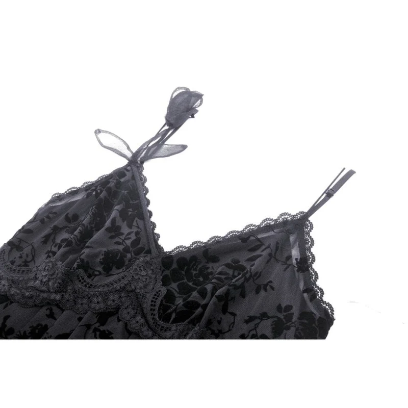 Damen-Hochzeitskleid im Gothic-Stil mit tiefem Ausschnitt und Blumenmuster