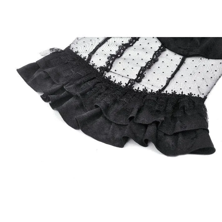 Damen-Top aus transparenter, gerüschter Gothic-Spitze