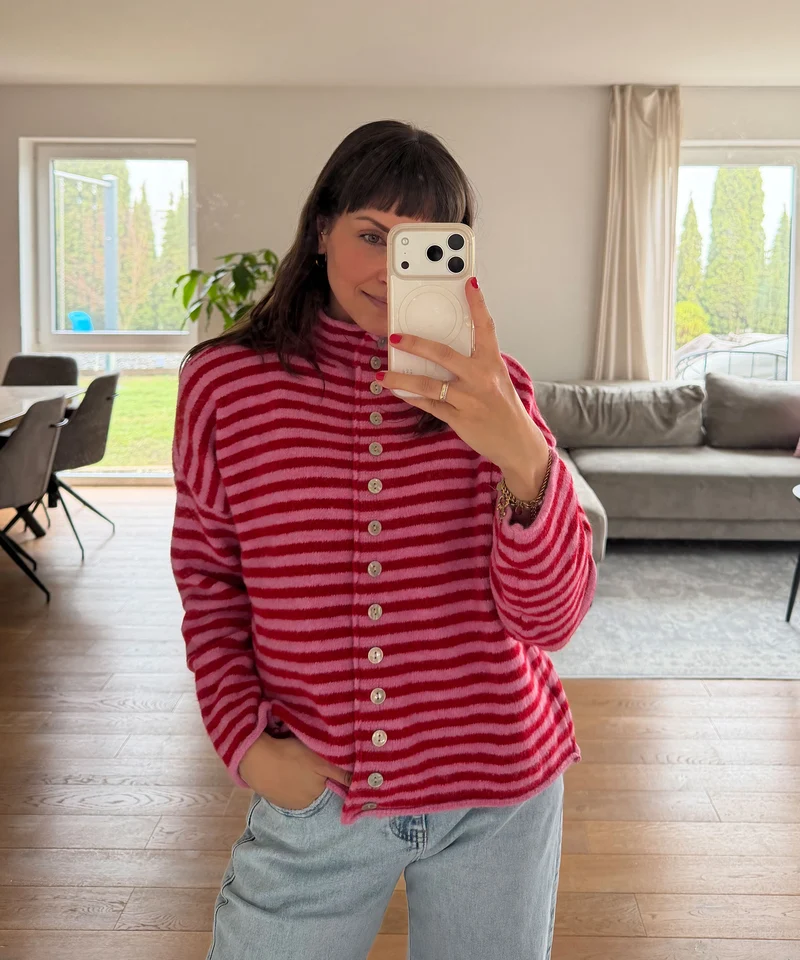 Cardigan Felicia Streifen Rot Pink