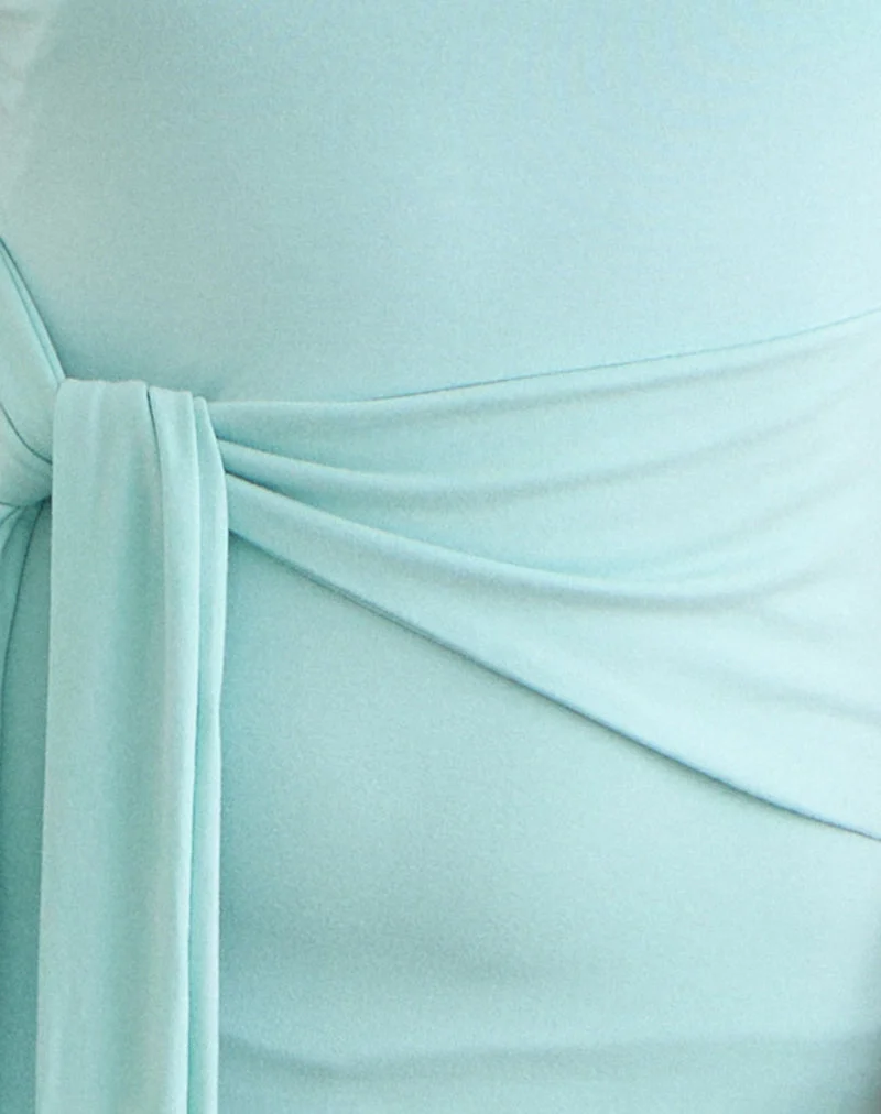 Merlene Off-Shoulder-Top zum Binden aus Rayon-Jersey, Aqua