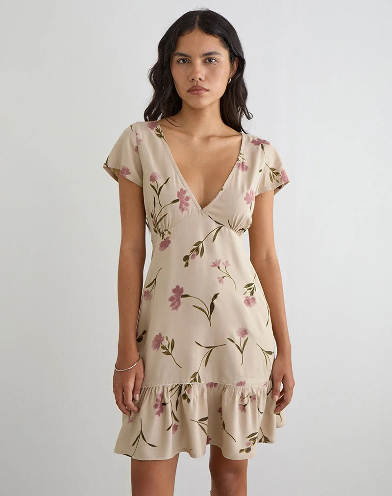 Visoca Minikleid „Bloom Leafy Taupe“