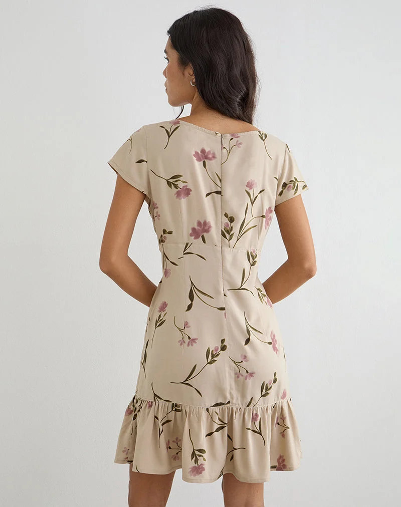 Visoca Minikleid „Bloom Leafy Taupe“